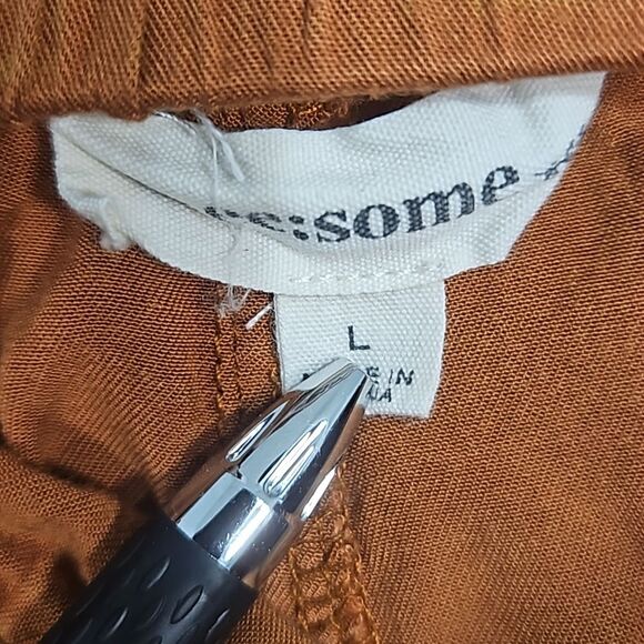 EE:Some Womens Large Shorts Copper Pockets Boho Hippie Drawstring Fringed - Picture 7 of 8